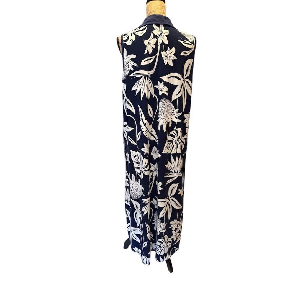 Cuddl Duds Women's 2XL Floral Maxi Dress with Pockets Navy White - Picture 6 of 10